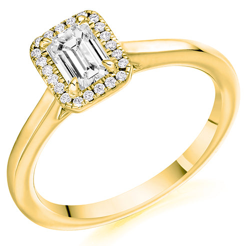 Emerald Cut Halo Solitaire Ring