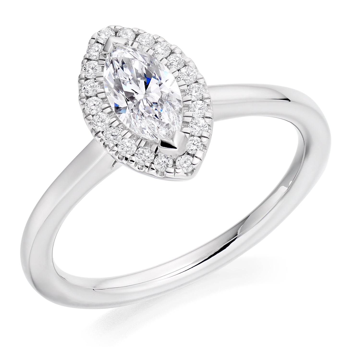 Marquise Cut Halo Solitaire Ring