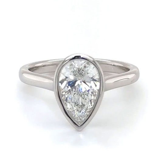 Rubover Set Round Pear Cut Lab Grown Diamond Solitaire Ring