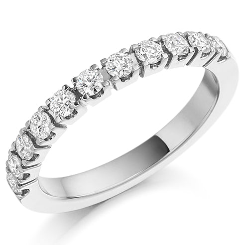 Round Brilliant Cut Diamond Castle Claw Set Eternity Ring