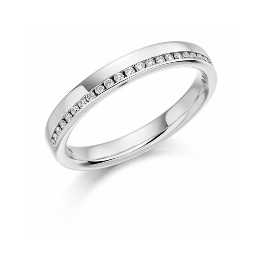 Round Brilliant Cut Offset Channel Set Shaped Eternity Half Ring