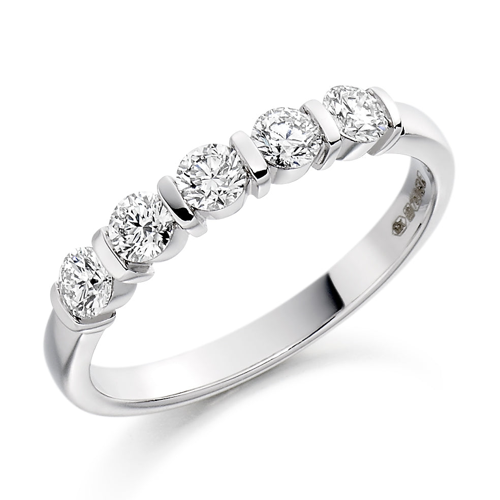 Round Brilliant Cut Diamond Bar Set Eternity Ring