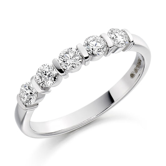 Round Brilliant Cut Diamond Bar Set Eternity Ring