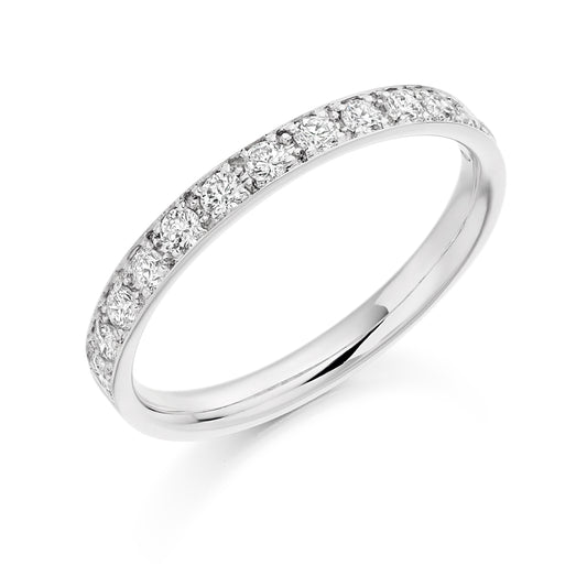 Round Brilliant Cut Grain Set Half Eternity Ring