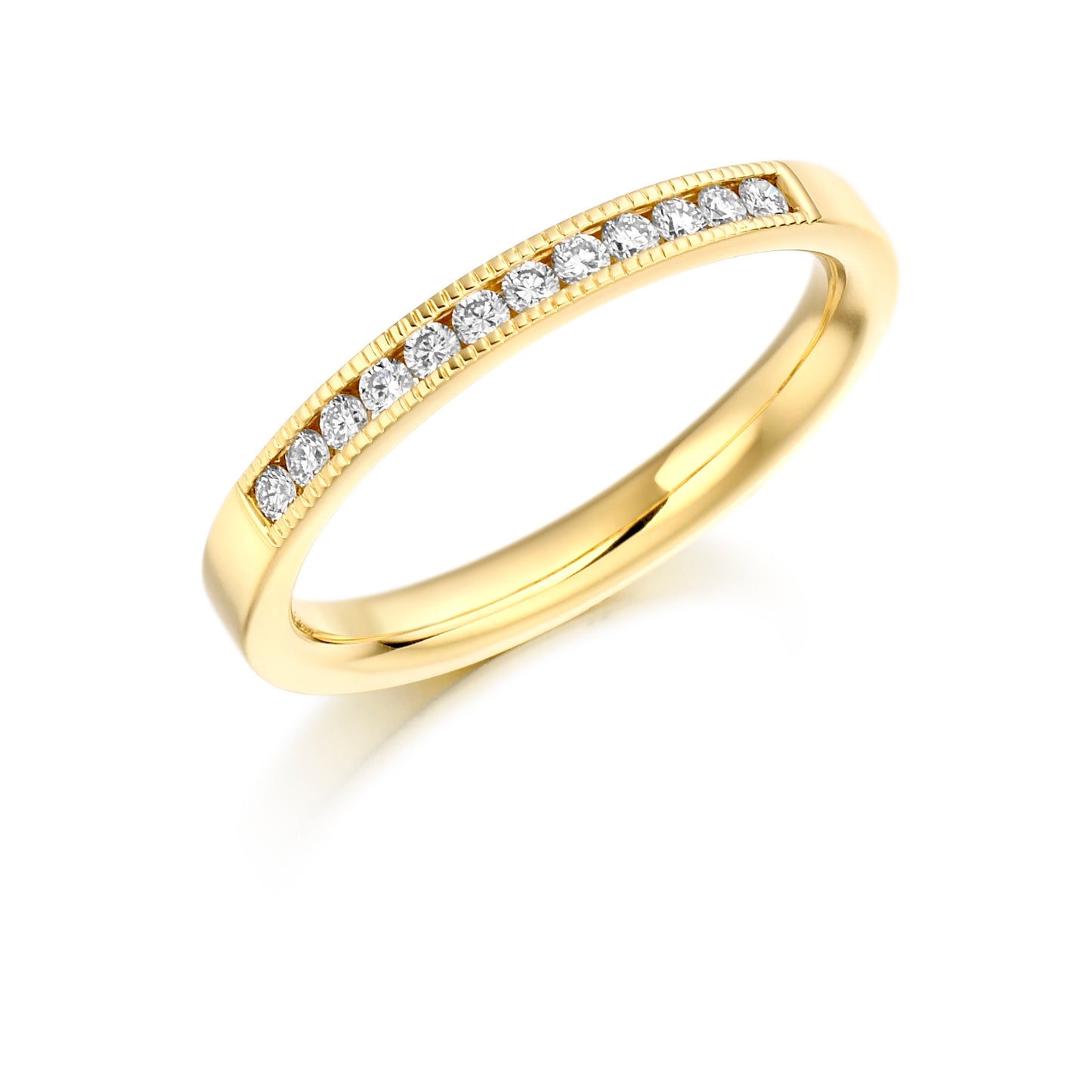 Round Brilliant Cut Channel Set Milgrain Edge Eternity Ring