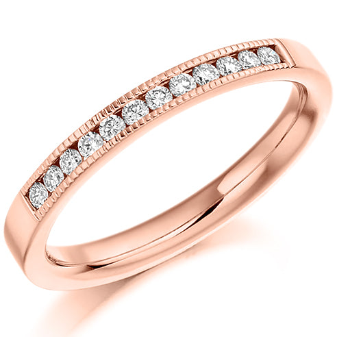 Round Brilliant Cut Channel Set Milgrain Edge Eternity Ring