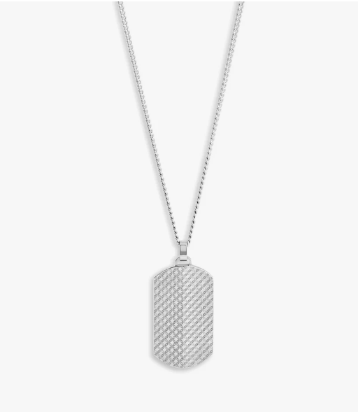 THOMPSON Lucky Clover Dog Tag Necklace in Stainless Steel
