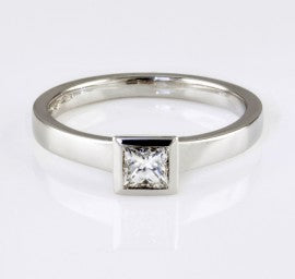 Rubover Set Princess Cut Solitaire Ring