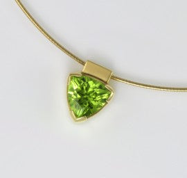 Claw Set Trilliant Cut Peridot Pendant & Coil