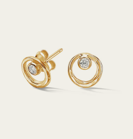 Dower & Hall White Sapphire Circle Dewdrop Studs