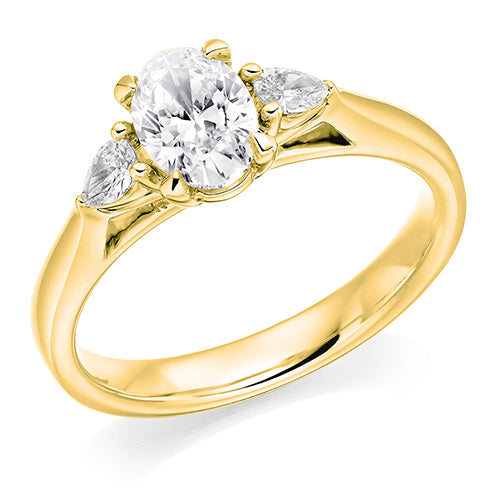 Oval Trilogy Ring With Pear Cut Sides