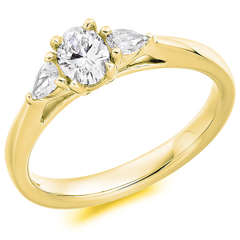 Oval Trilogy Ring With Pear Cut Sides