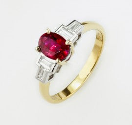 Oval Cut Ruby Five Stone Ring