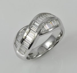 Baguette Cut Channel Set Crossover Ring