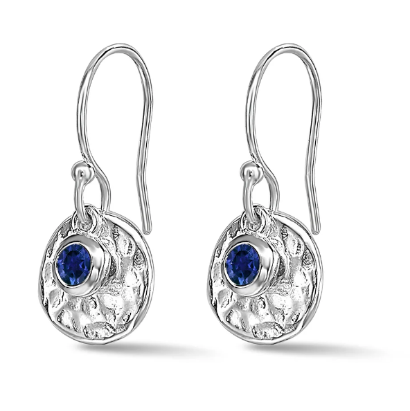 Dower & Hall Hammered Disc & Blue Sapphire Array Earrings