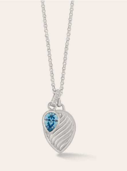 Dower & Hall Blue Topaz Twist Peardrop Necklace