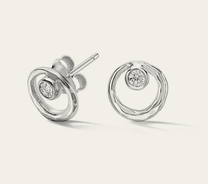 Dower & Hall White Sapphire Circle Dewdrop Studs