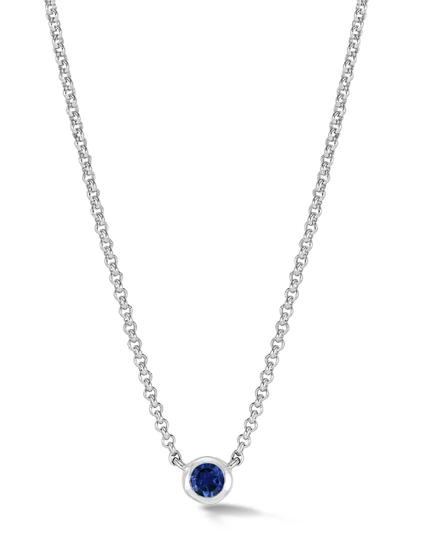 Dower & Hall Blue Sapphire Round Dewdrop Pendant
