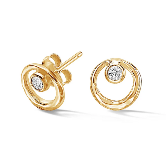 Dower & Hall White Sapphire Circle Dewdrop Studs