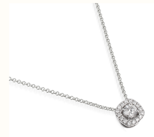 Claw Set Halo Diamond Pendant & Chain