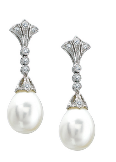 Ungar & Ungar Lady Sybil Pearl & Diamond Drop Earrings