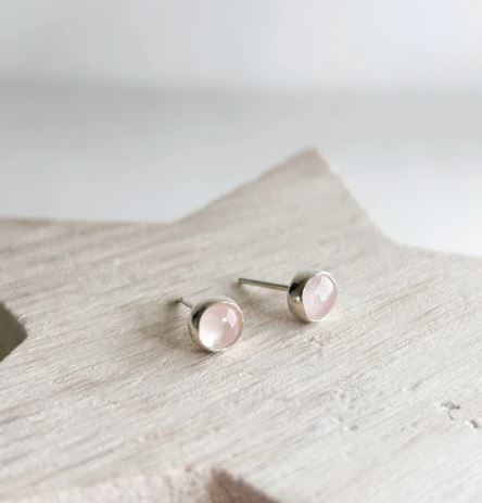 Laura Holland Pink Quartz Gemstone Studs