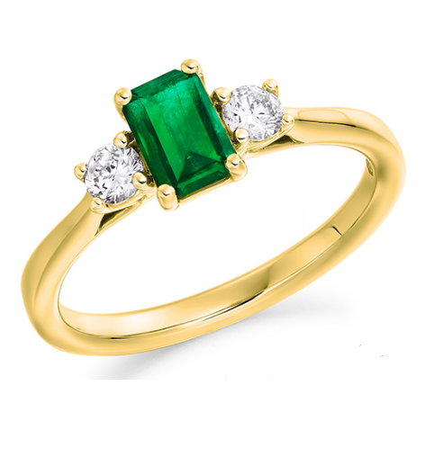 Emerald & Lab Grown Diamond Trilogy Ring