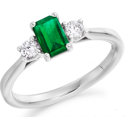 Emerald & Lab Grown Diamond Trilogy Ring