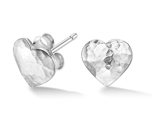 Dower & Hall Hammered Flat Heart Nomad Studs