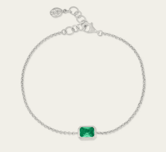 Dower & Hall Green Garnet Octagon Chain Bracelet