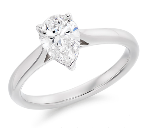 Claw Set Pear Cut Lab Grown Diamond Solitaire Ring