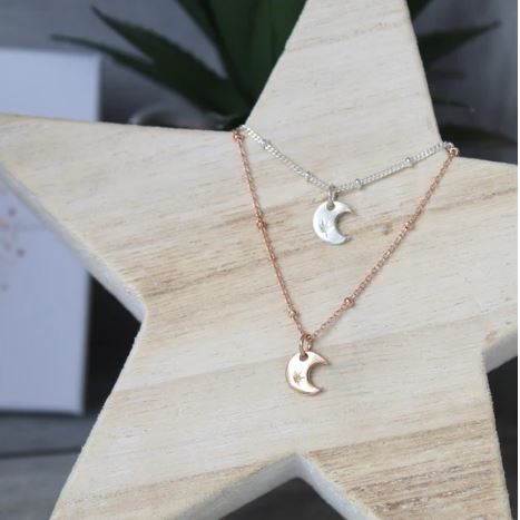 Laura Holland Sterling Silver Moon Satellite Necklace