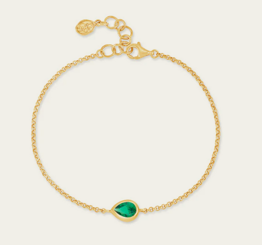 Dower & Hall Green Garnet Pear Chain Bracelet