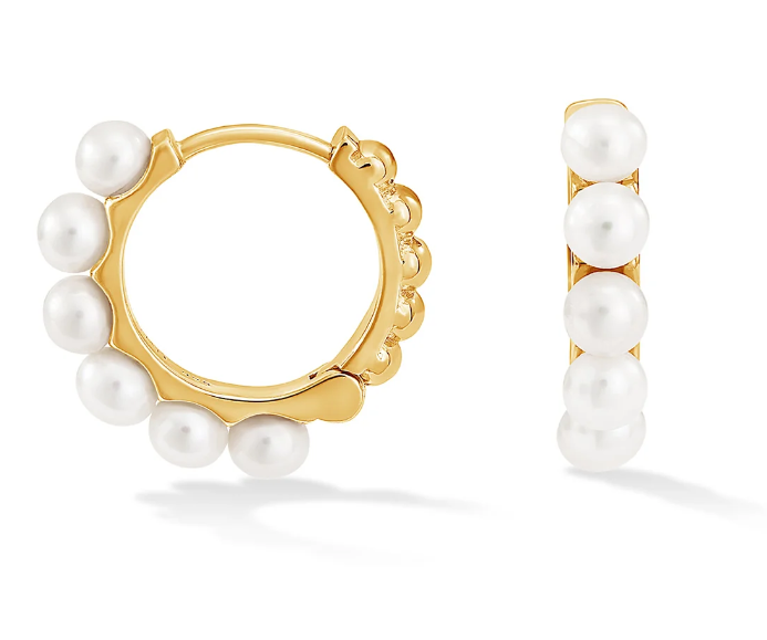 Dower & Hall Medium Timeless Pearl Huggie Hoops