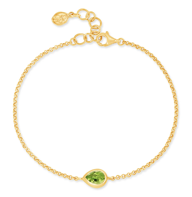 Dower & Hall Peridot Pear Chain Bracelet
