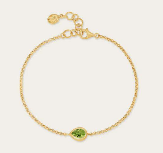 Dower & Hall Peridot Pear Chain Bracelet