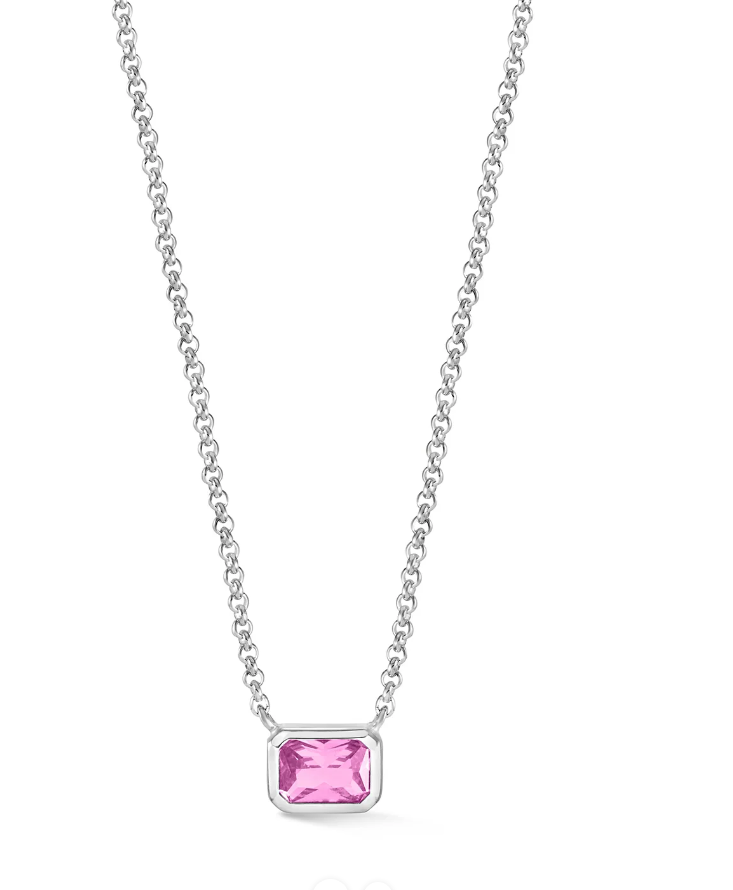 Dower & Hall Octagon Pink Quartz Tutti Frutti Necklace