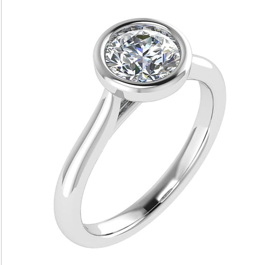 Rubover Set Round Brilliant Cut Lab Grown Diamond Solitaire Ring