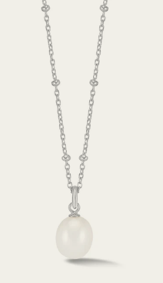 Dower & Hall Timeless Adjustable Oval White Pearl Pendant