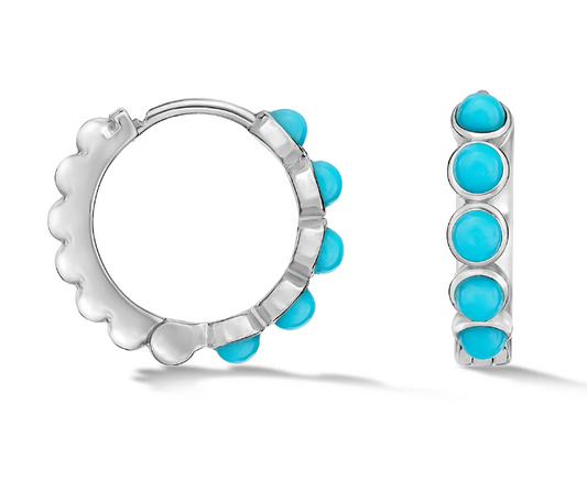 Dower & Hall Medium Azure Turquoise Huggie Hoops